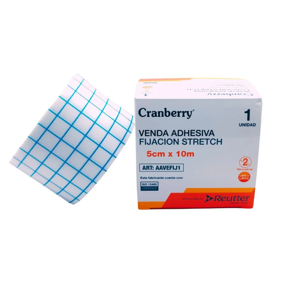Venda adhesiva Stretch Cranberry 5 cm con caja para fijación de apósitos