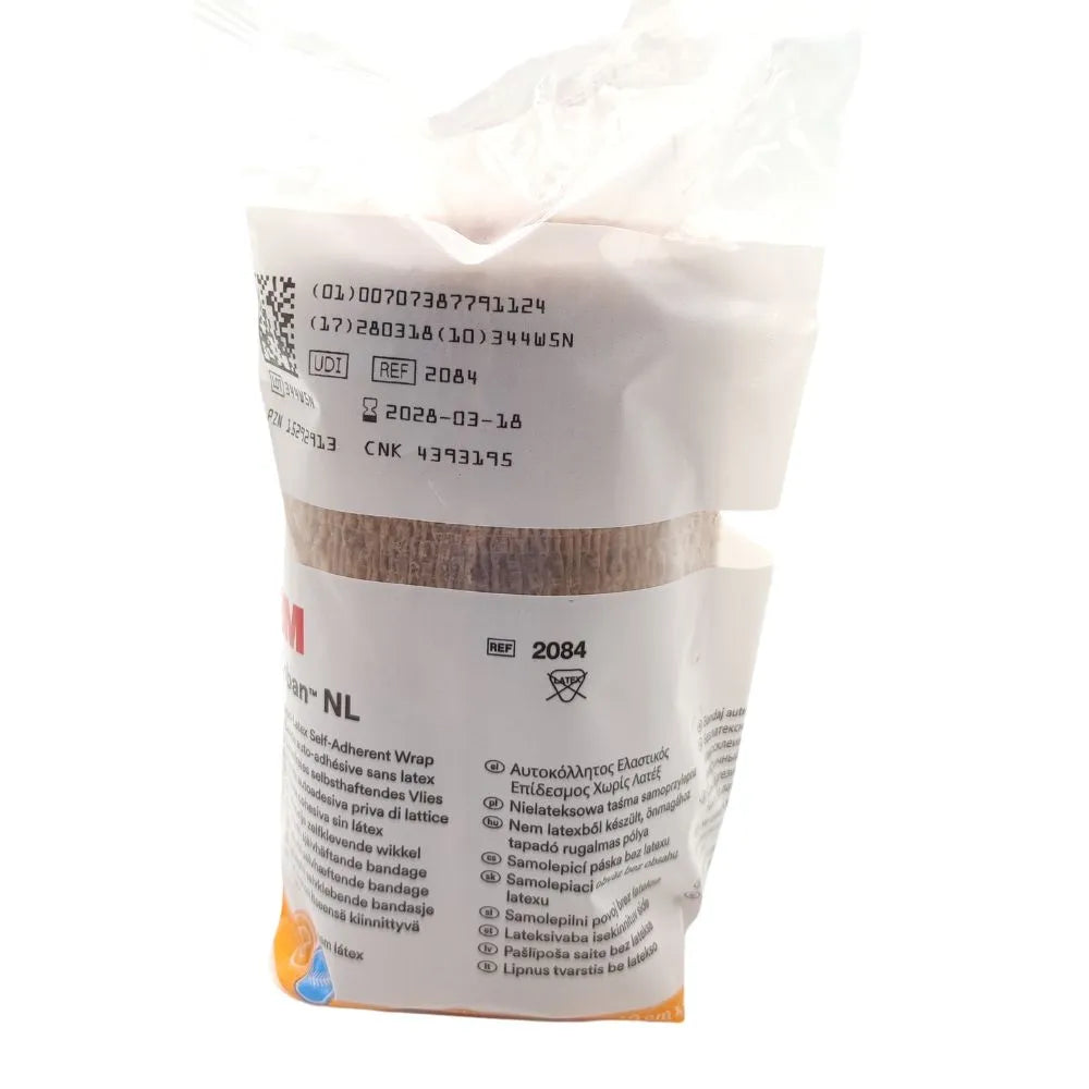 Venda cohesiva 3M Coban NL 10 cm x 4,5 m sin látex, vista frontal del empaque