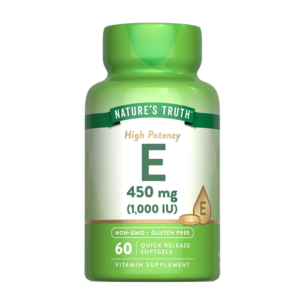 Vitamina E 450mg 1000 IU Nature's Truth - 60 softgels liberación rápida Non-GMO sin gluten
