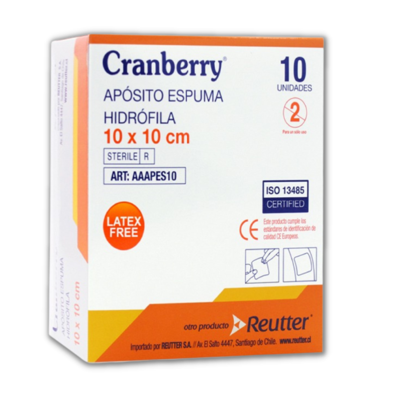 Aposito espuma Hidrofilica cranberry en caja de 10 unidades