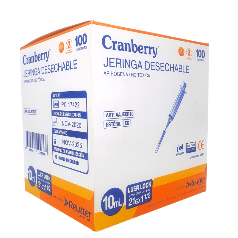 Jeringa 10 mL Luer Lock con Aguja - Unidad - tubotiquin.cl