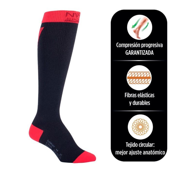 Calcetín deportivo Unisex 15 - 20 mmHg Rojo/Negro - tubotiquin.cl