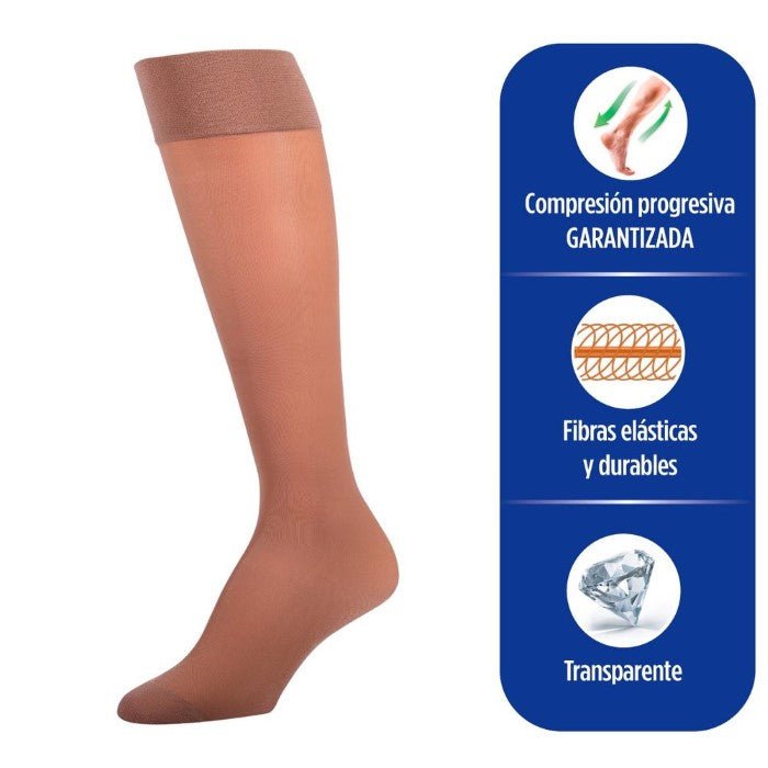 Calcetín No - Varix Mujer 8 - 15 mmHg Transparente Beige - tubotiquin.cl