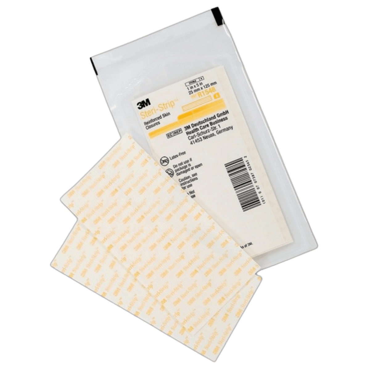 Puntos de afrontamiento Steri-Strip 3M R1548 — sobre 25mm x 12,5cm, 4 tiras