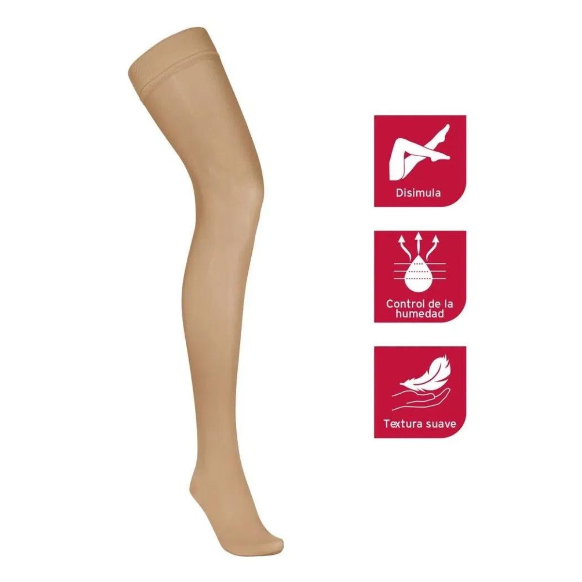 Tejido opaco color natural para calcetín muslo 20-30 mmHg para terapia compresiva