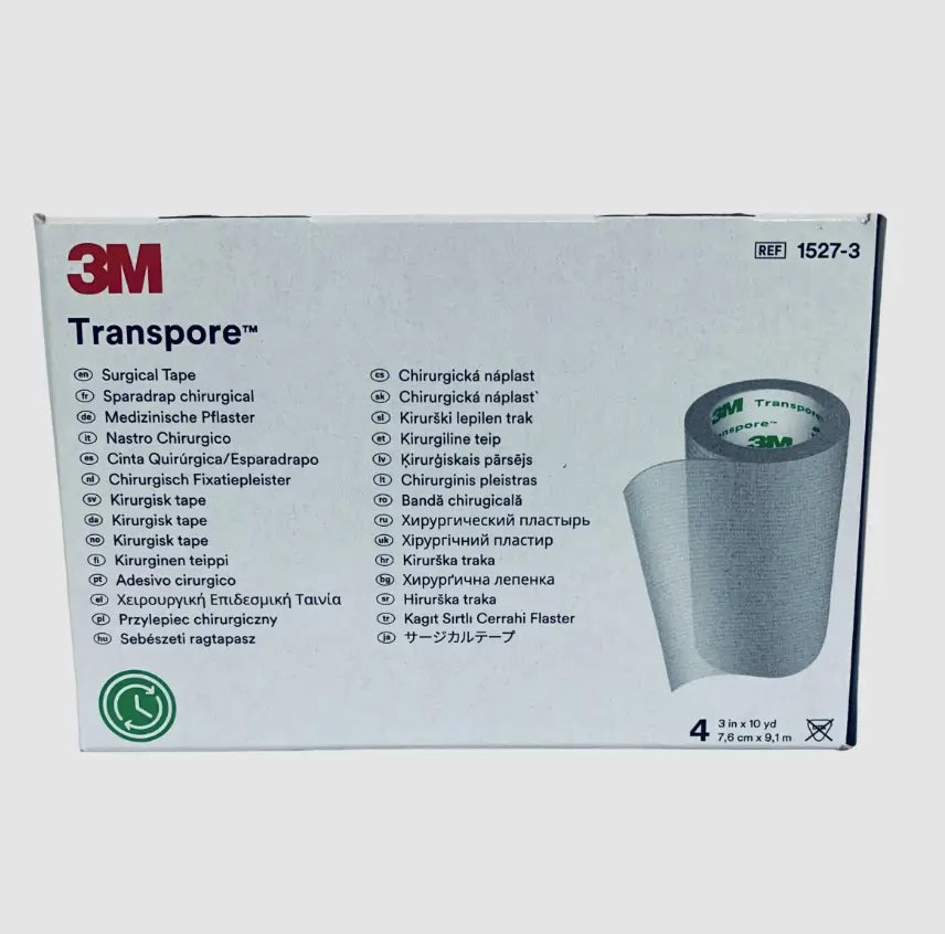 Rollo de cinta 3M Transpore 7.5 cm x 9.1 m, cinta quirúrgica transparente de grado médico