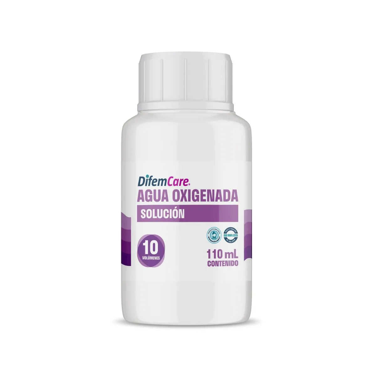Agua oxigenada DifemCare 10 volúmenes 110 mL — formato botiquín portátil certificado ISO 9001