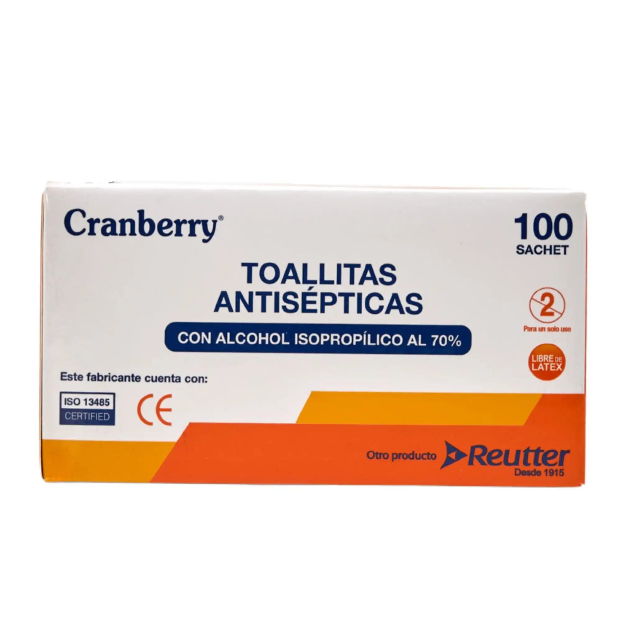 Alcohol pad toallitas con alcohol isopropílico 70% Cranberry — caja 100 sachets estériles antisepsia de piel