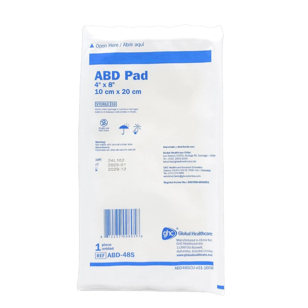Apósito estéril ABD Pad 10x20 cm alta absorción hospitalaria - tubotiquin.cl