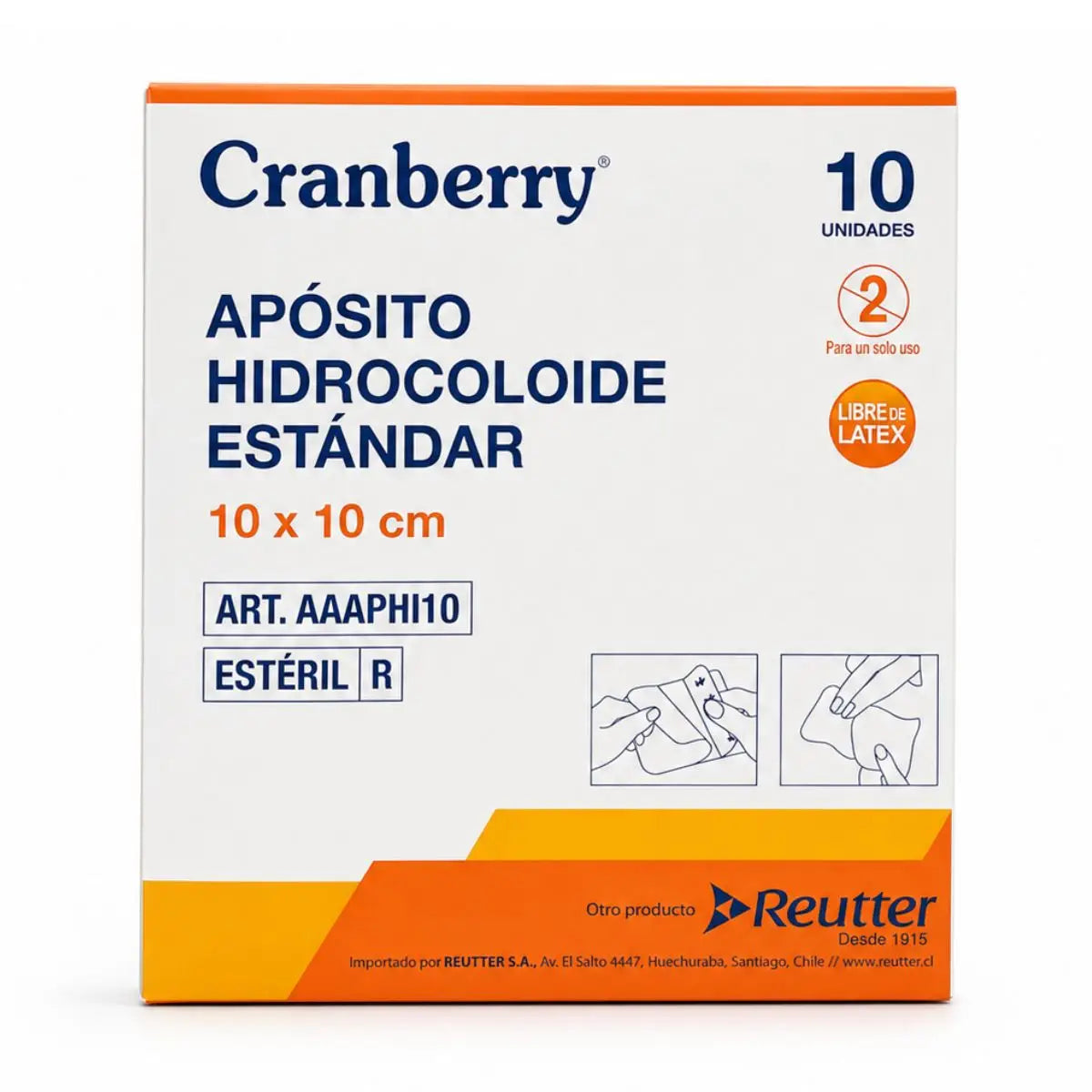 Parche hidrocoloide Cranberry 10x10 cm — caja con 10 unidades de apósito estéril