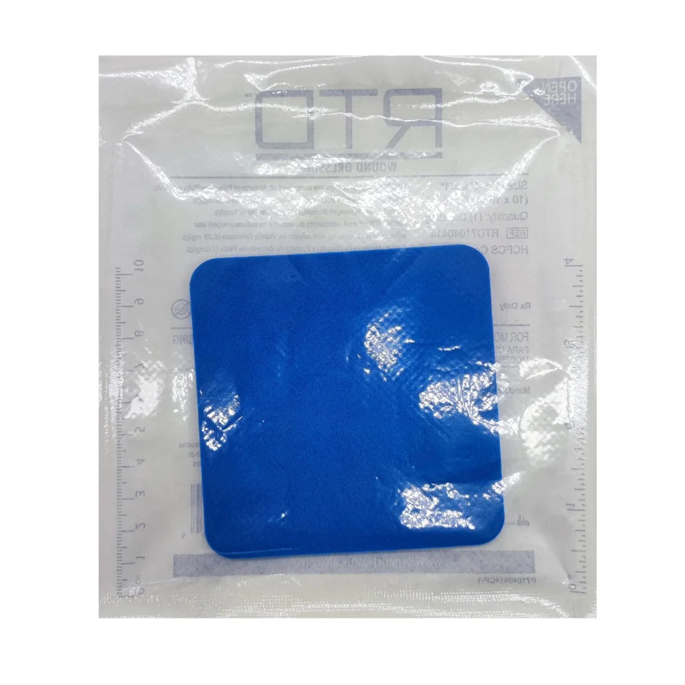 Apósito de espuma RTD 10x10 cm azul en sobre estéril para heridas con exudado moderado a alto