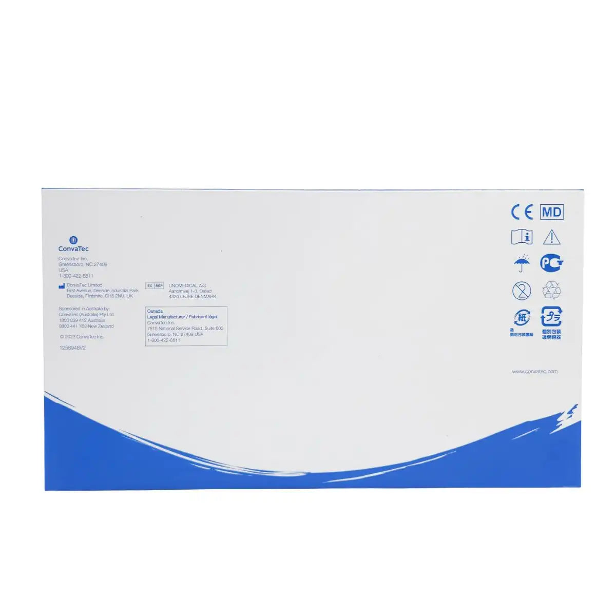 Reverso caja bolsa ostomía Natura ConvaTec REF 416423 — certificación CE MD fabricante datos