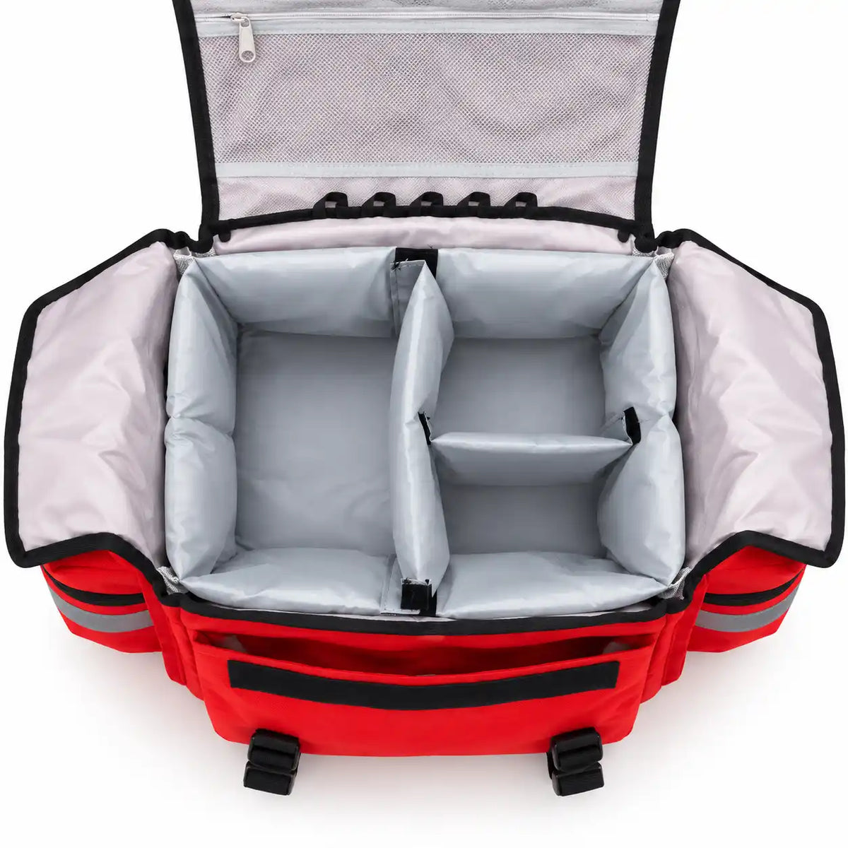 Interior bolso primeros auxilios compacto — detalle de tela Oxford