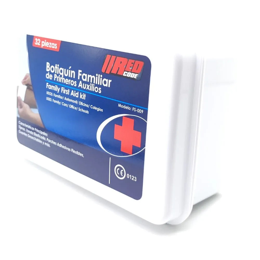 Botiquín familiar Red Code IRP de primeros auxilios, vista lateral en perspectiva