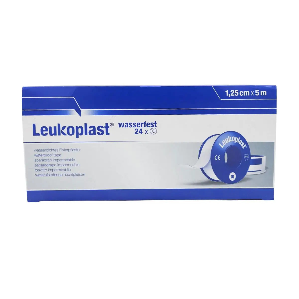 Caja cinta leukoplast blanco 1,25 cm x 5 m — 24 unidades wasserfest tela adhesiva médica BSN Medical