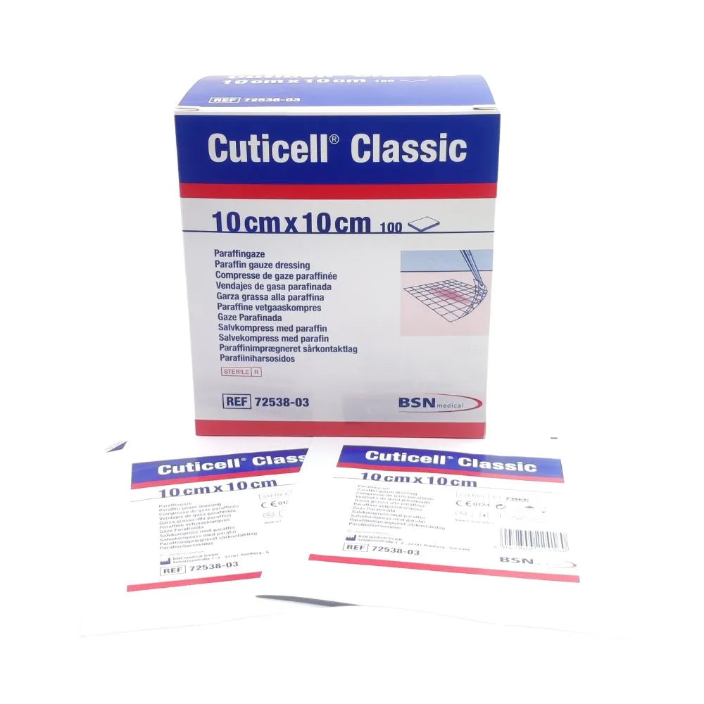 Gasa Parafinada Cuticell Classic 10x10 cm | Unidad y Caja x100 Gasa Parafinada Cuticell Classic 10x10 cm | Unidad y Caja x100