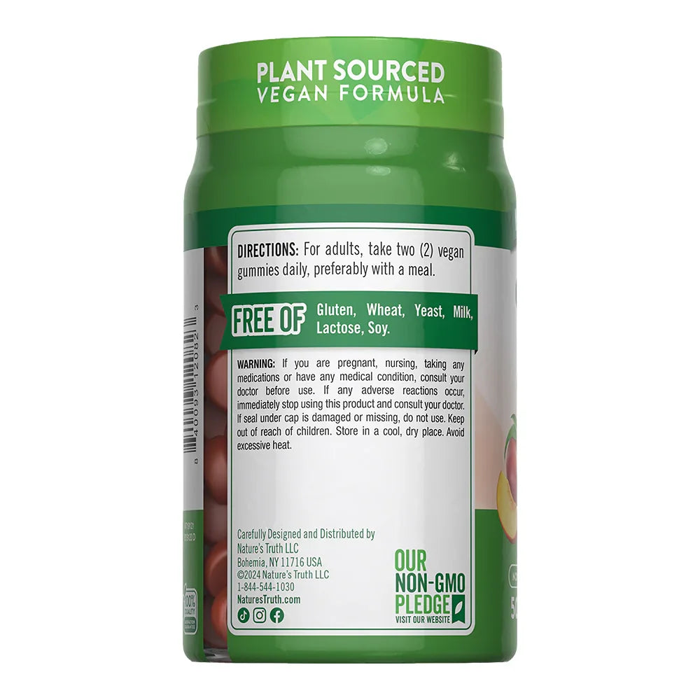 Instrucciones Gomitas Omega Vegano Nature's Truth - 2 gomitas diarias con comida Non-GMO Pledge veganas