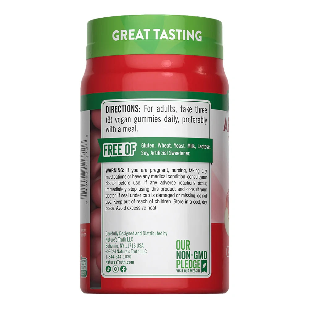 Instrucciones de uso y advertencias Gomitas Vinagre de Manzana Nature's Truth - Non-GMO