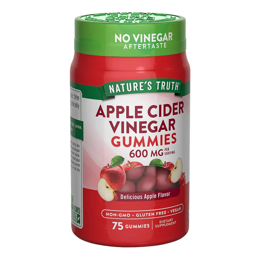 Tabla nutricional Gomitas Vinagre de Manzana 600mg - 3 gomitas veganas por porción Nature's Truth