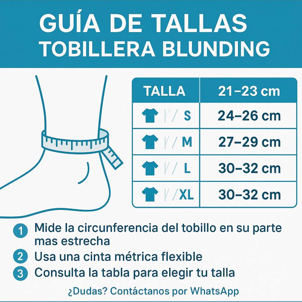 Guía de tallas para tobillera estabilizadora Blunding - cómo medir tu tobillo correctamente