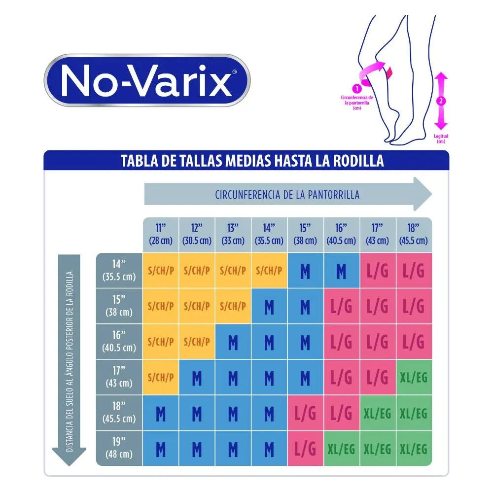 guia de tallas para medias de compresion no variz 8-15 hombre