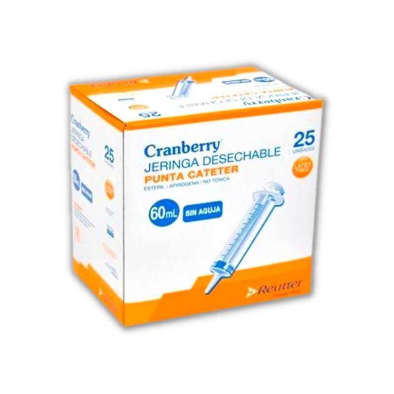 Jeringa Alimentación 60ml Punta Catéter Cranberry Nutrición Enteral Sondas Gástricas Cuidados Domiciliarios Estéril Caja 25 - tubotiquin.cl