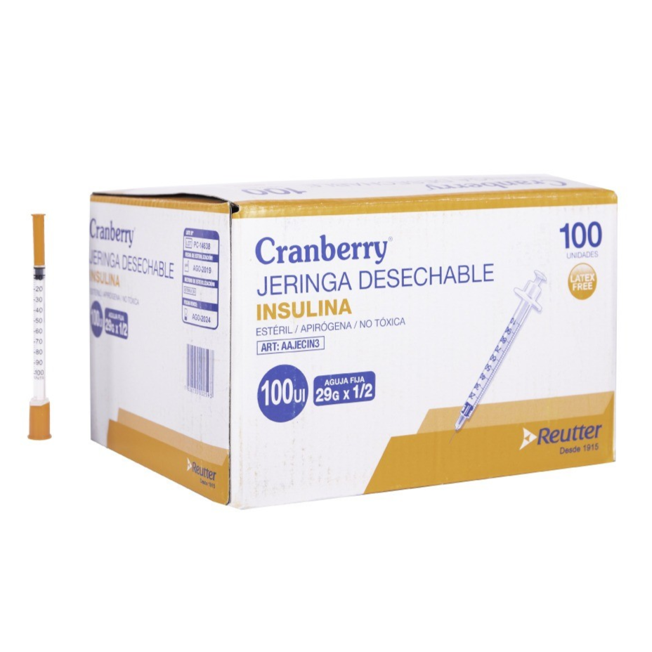 jeringa insulina desechable cranberry 29G x 1/4