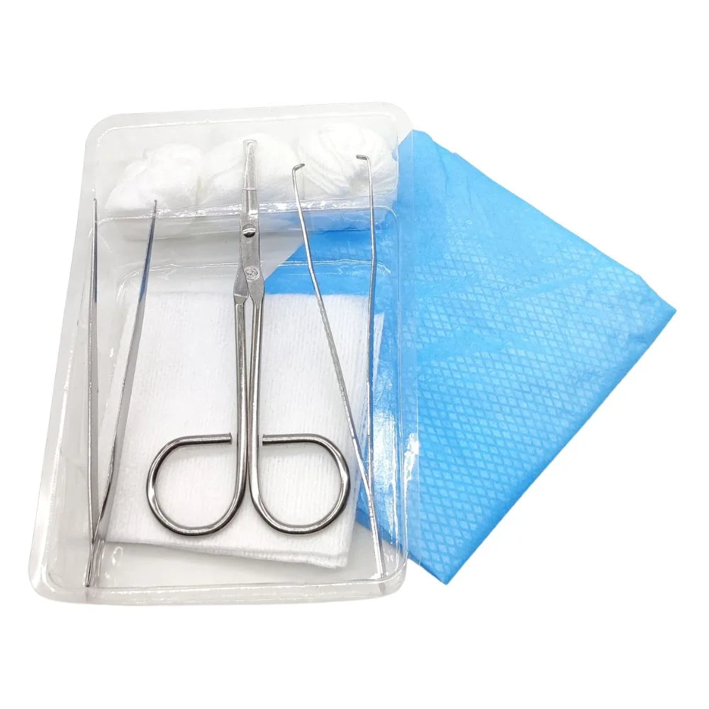 Kit de curación desechable GHC con pinzas y gasas en bandeja estéril