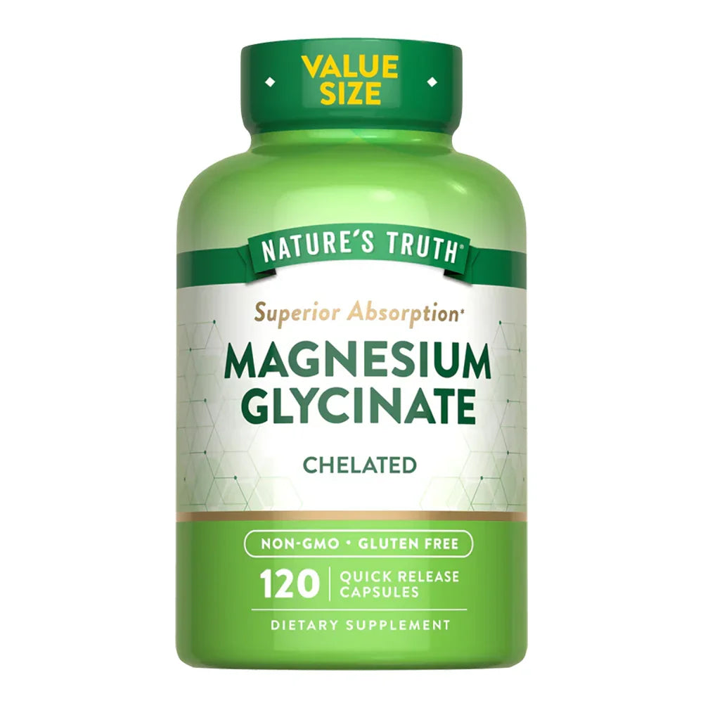 Magnesio Glicinato 200mg Nature's Truth - 120 cápsulas VALUE SIZE quelado absorción superior Non-GMO Chile