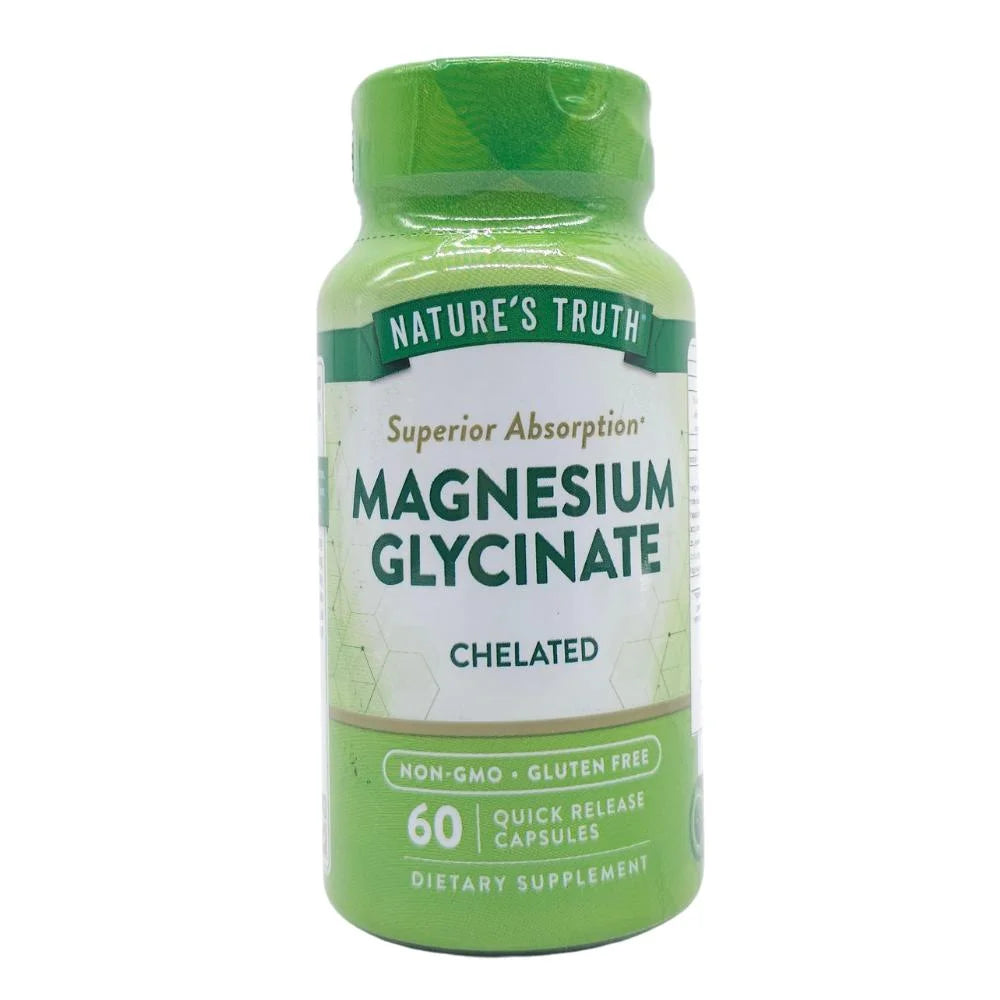 Magnesio Glicinato 200mg Nature's Truth - 60 cápsulas quelado Superior Absorption Non-GMO sin gluten Chile