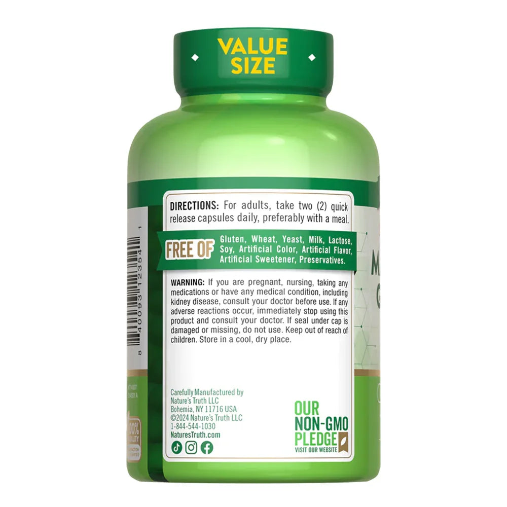 Magnesio Glicinato 200mg Nature's Truth | 60-120 Cápsulas