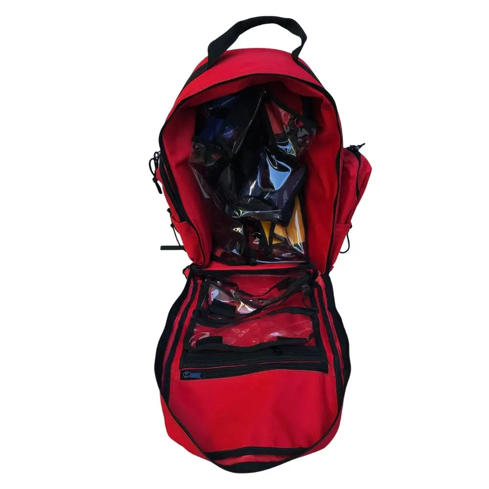 Interior de mochila de emergencia 45L con bolsos desmontables