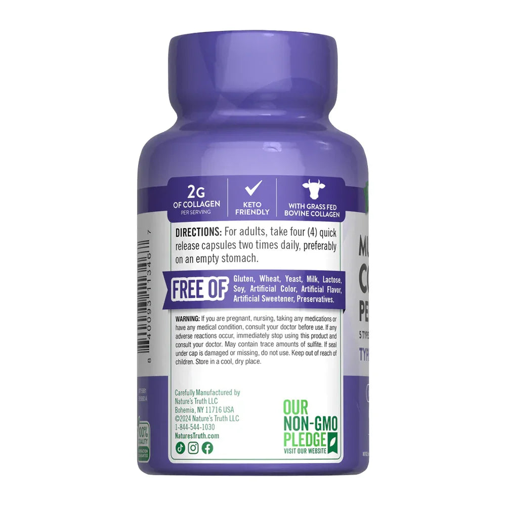 Instrucciones Multi Colageno Complex - 4 cápsulas 2 veces al día estómago vacío Keto Friendly Grass Fed
