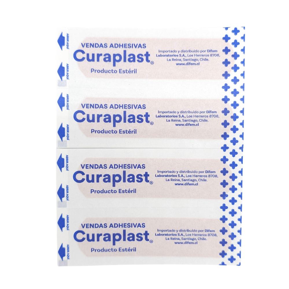 Curaplast vendas adhesivas sobres individuales estériles producto importado Chile Difem Laboratorios Santiago