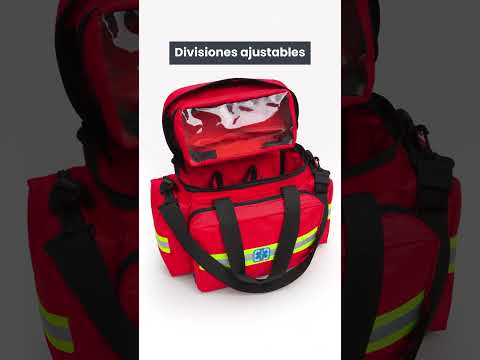 Video del bolso paramédico mediano 47L: giro 360°, apertura total, estuche desmontable, divisiones y organizador frontal