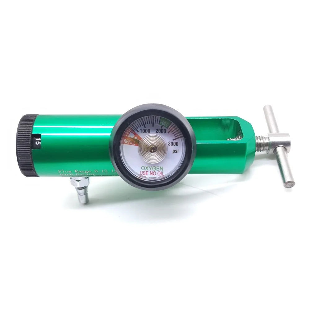 Regulador de oxígeno CGA 870 de 0 a 15 LPM con salida tipo barba vista horizontal