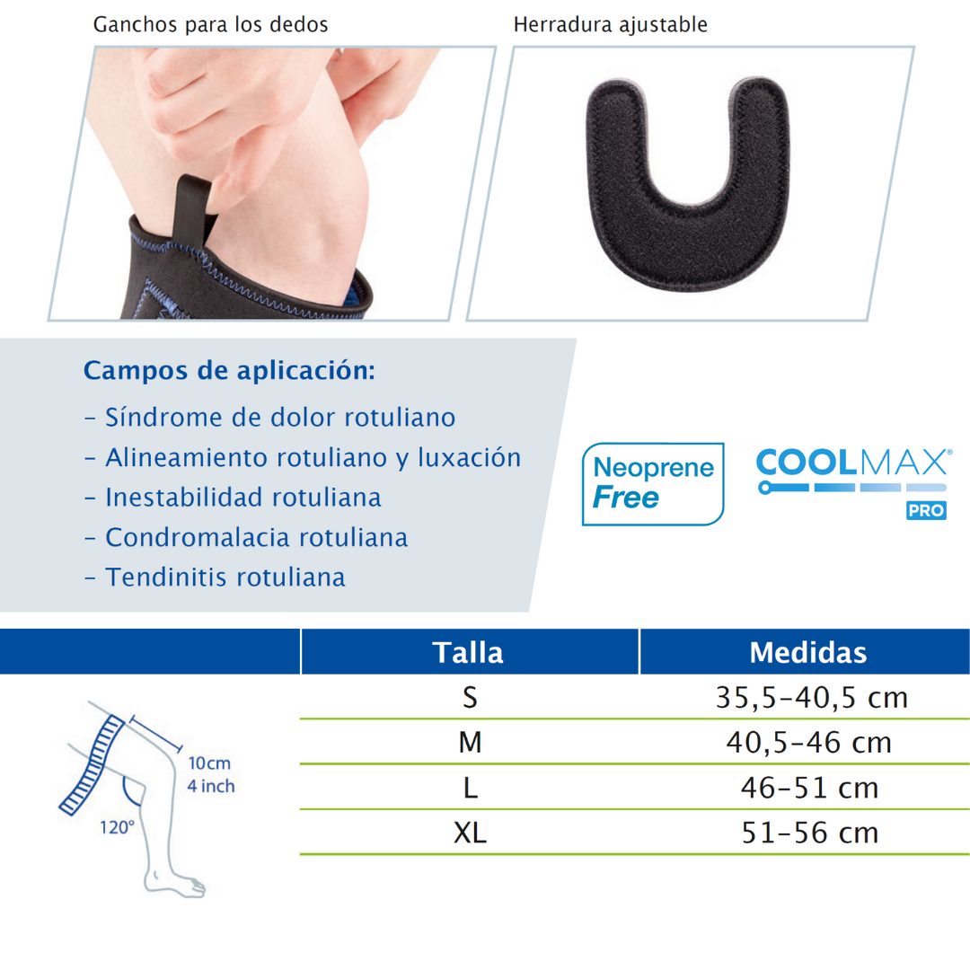 Rodillera deportiva Actimove negra, ideal para soporte y comodidad en la rodilla