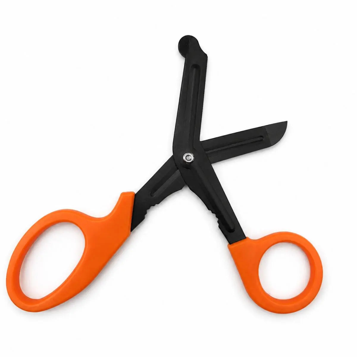 Tijera de extricación 19 cm abierta — hojas de acero inoxidable y mango naranja