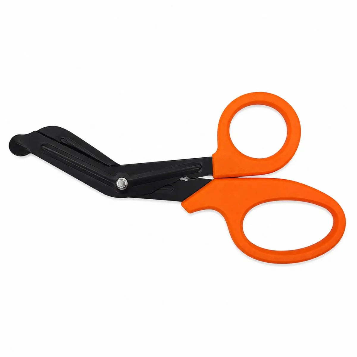 Tijera de extricación 19 cm cerrada — diseño acodado y mango de alta visibilidad
