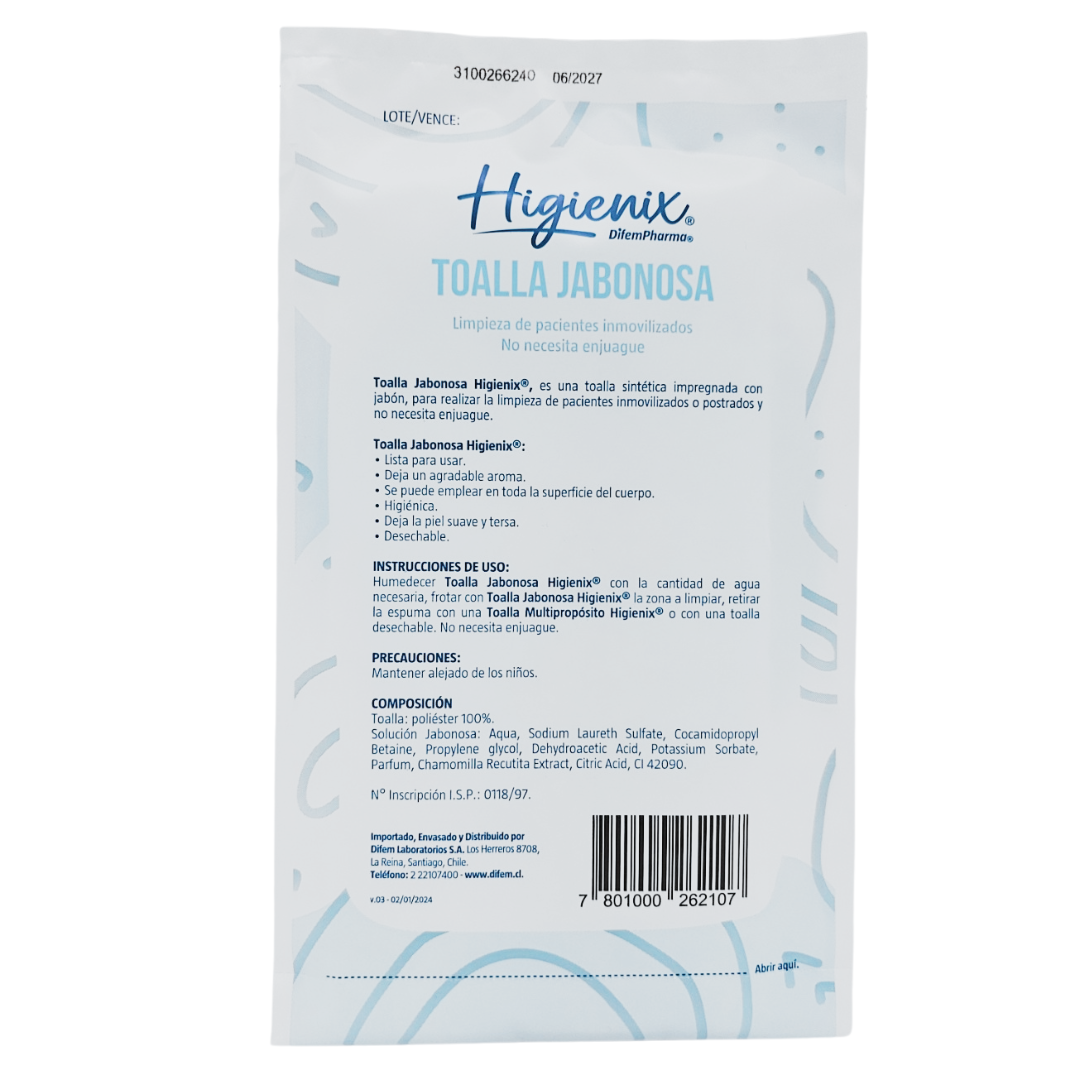 toalla jabonosa higienix difempharma