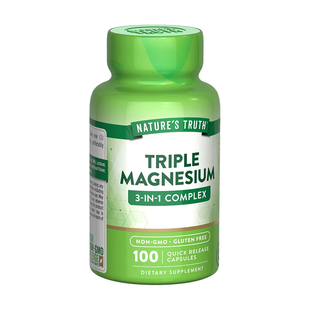 Triple Magnesio Complex vista lateral - Instrucciones Free Of ingredientes Essential Mineral 100 cápsulas