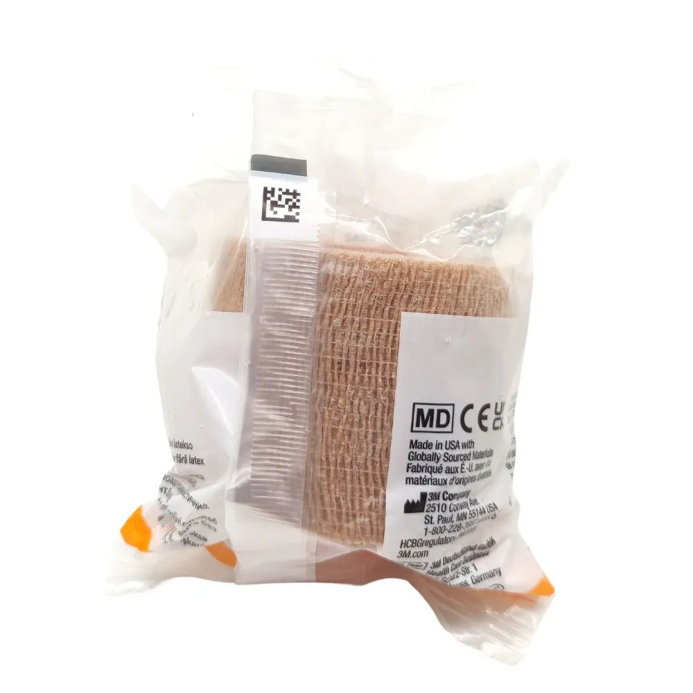 venda coban en rollo 3M  5 cm x 4,5 m color beige sin látex corte manual sin tijera.