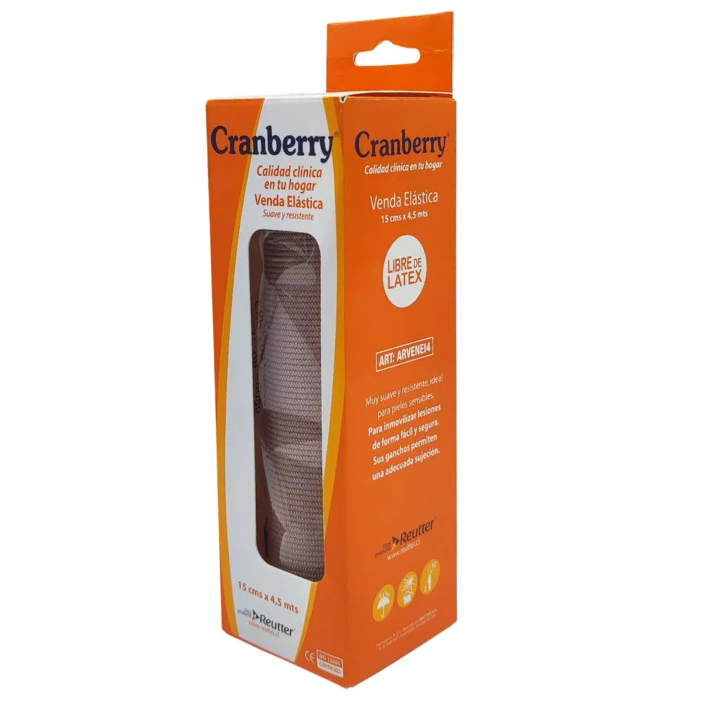 Venda elástica Cranberry 15 cm x 4,5 m, vista lateral del empaque original