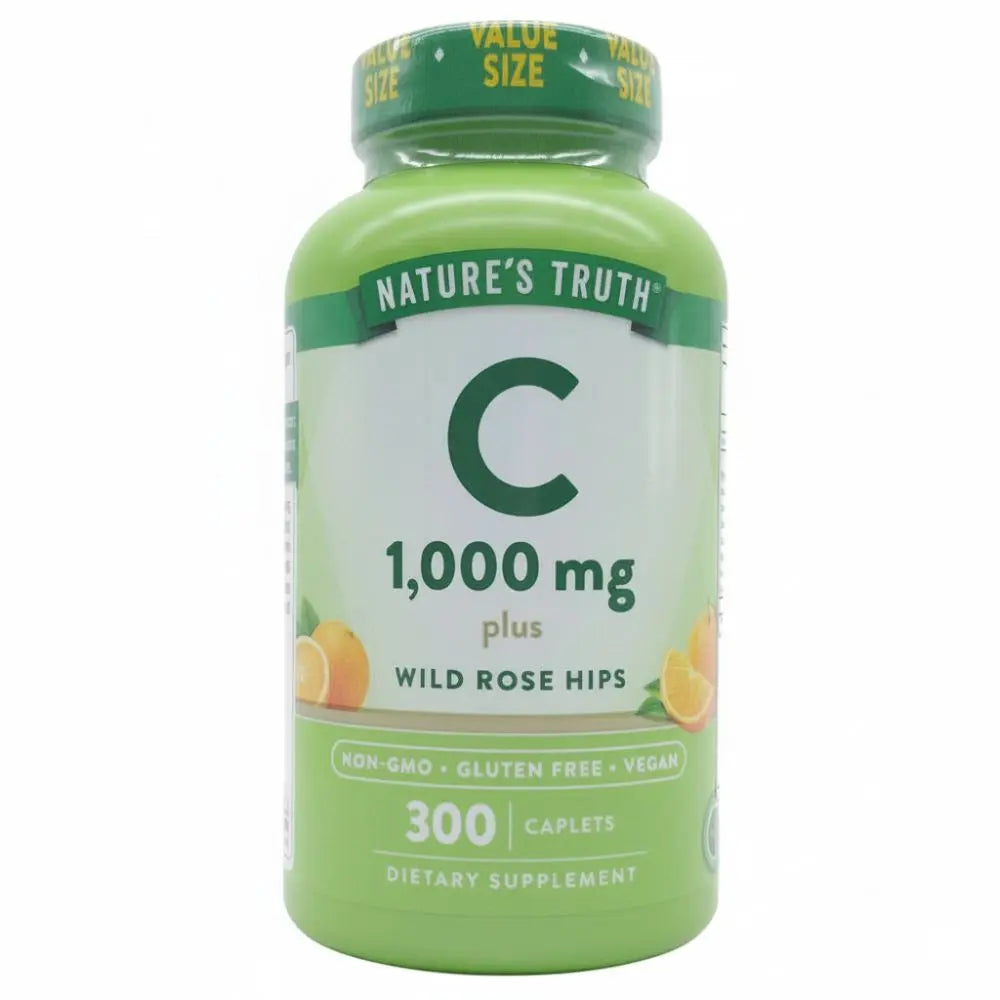 Vitamina C 1000mg con Escaramujo Nature's Truth - Frasco 300 comprimidos veganos sin gluten
