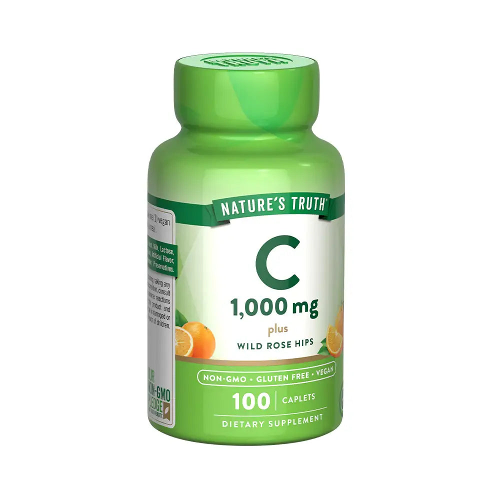 Etiqueta lateral Vitamina C 1000mg Nature's Truth - Supplement Facts y código NT11241