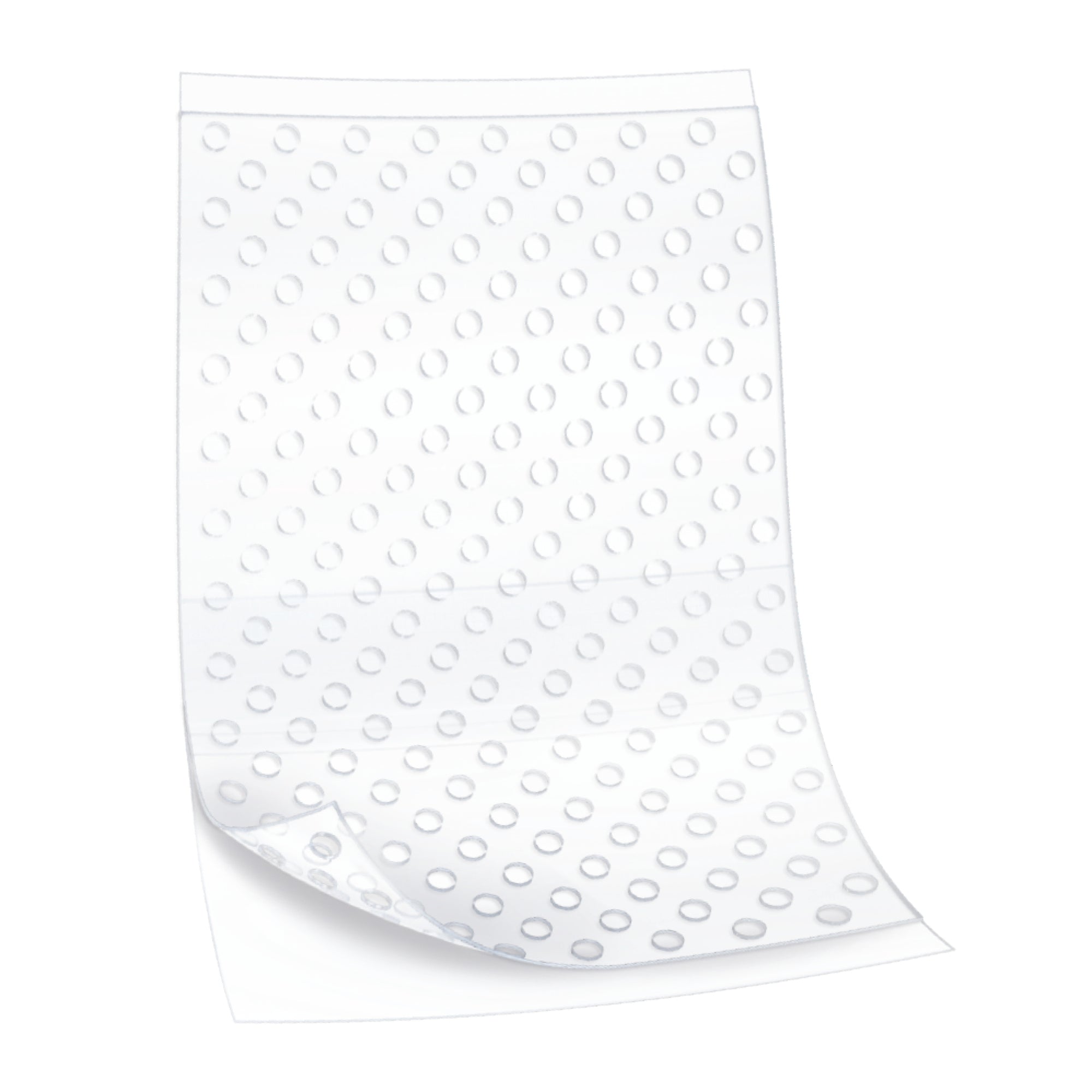 Apósito de contacto con la herida Cuticell Contact, una lámina transparente con perforaciones circulares.