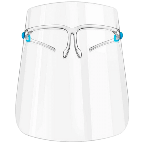 escudo facial con gafas